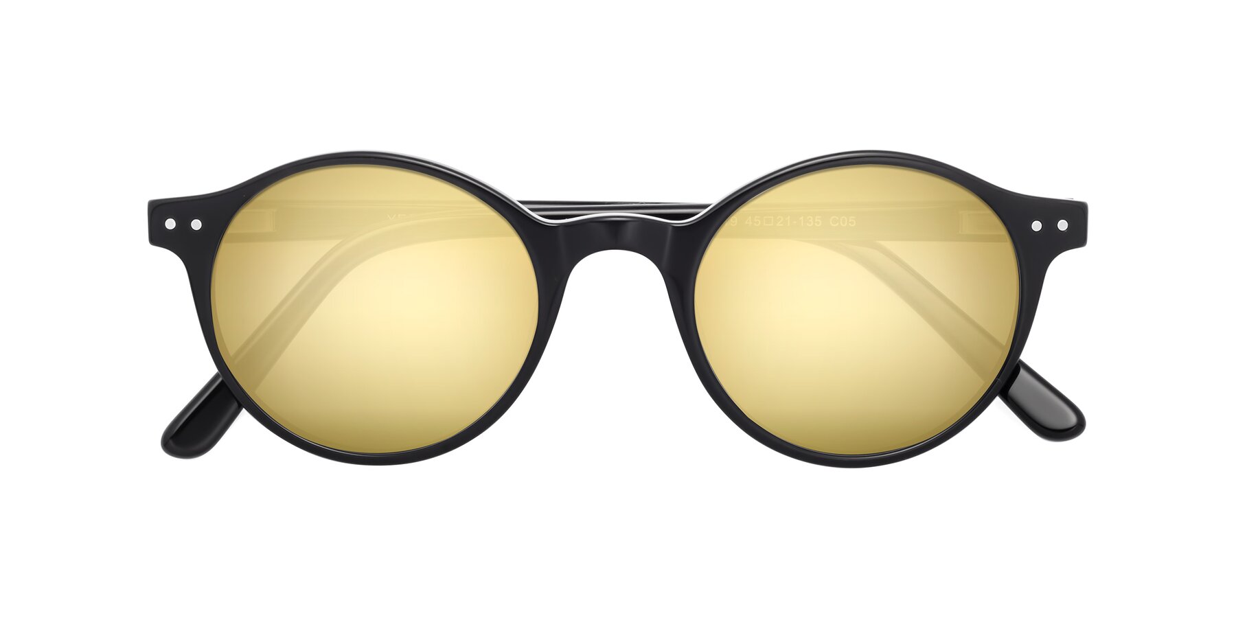 Folded Front of Jardi in Black with Gold Mirrored Lenses