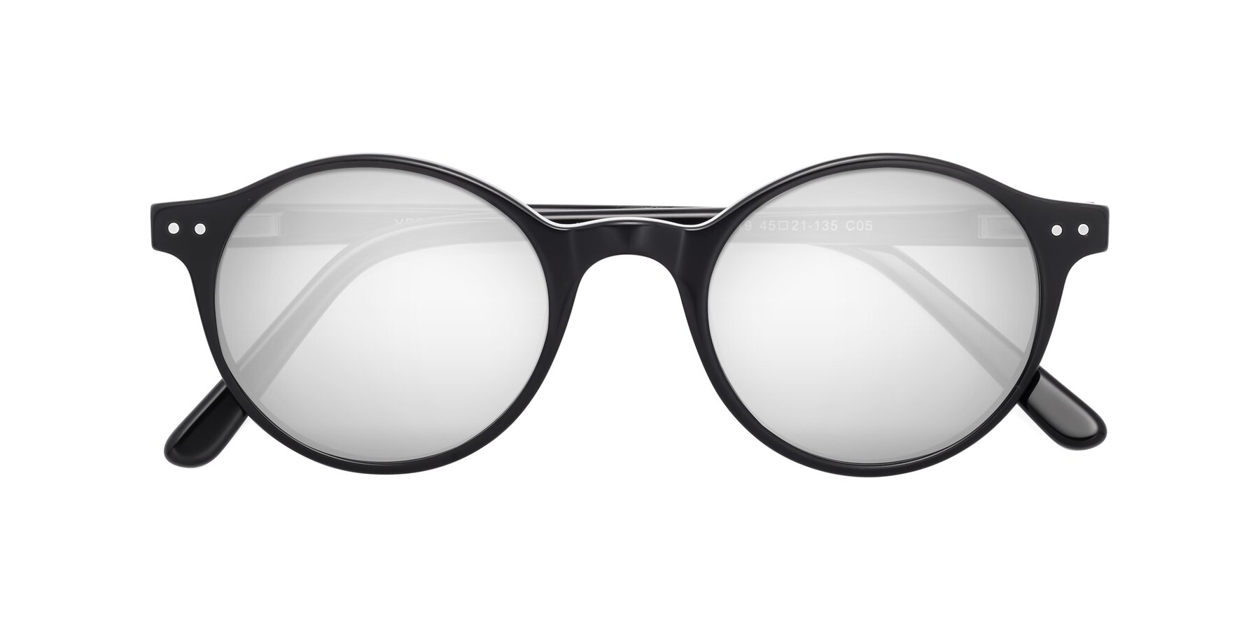 Folded Front of Jardi in Black with Silver Mirrored Lenses