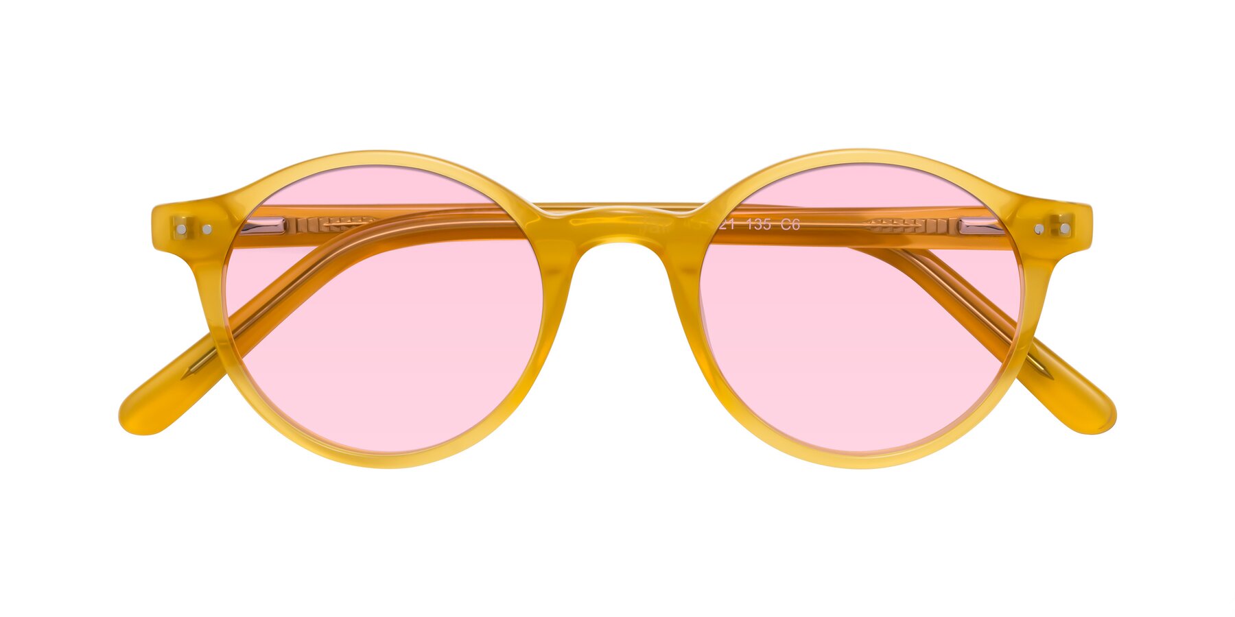 Folded Front of Jardi in Honey with Light Pink Tinted Lenses