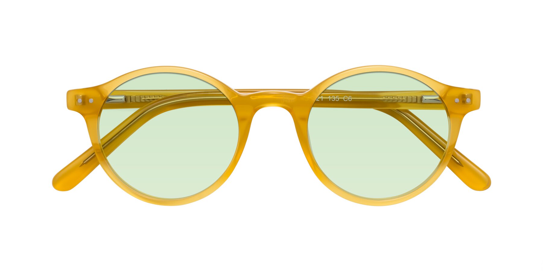 Folded Front of Jardi in Honey with Light Green Tinted Lenses