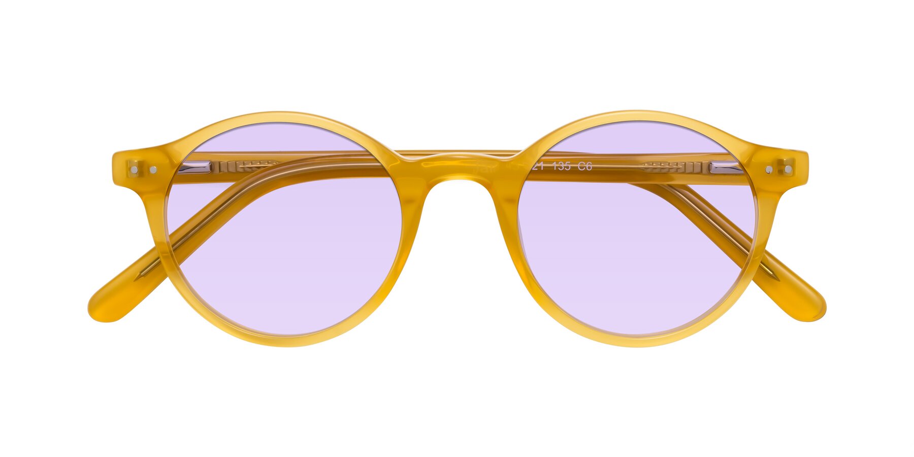 Folded Front of Jardi in Honey with Light Purple Tinted Lenses