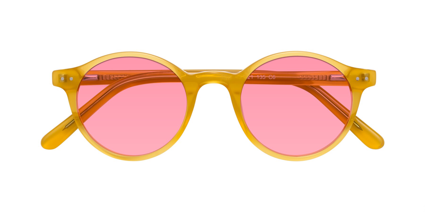 Folded Front of Jardi in Honey with Pink Tinted Lenses