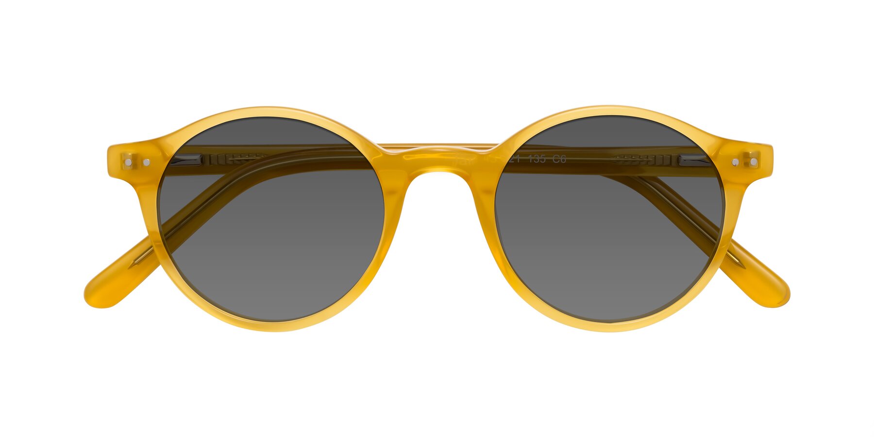 Folded Front of Jardi in Honey with Medium Gray Tinted Lenses