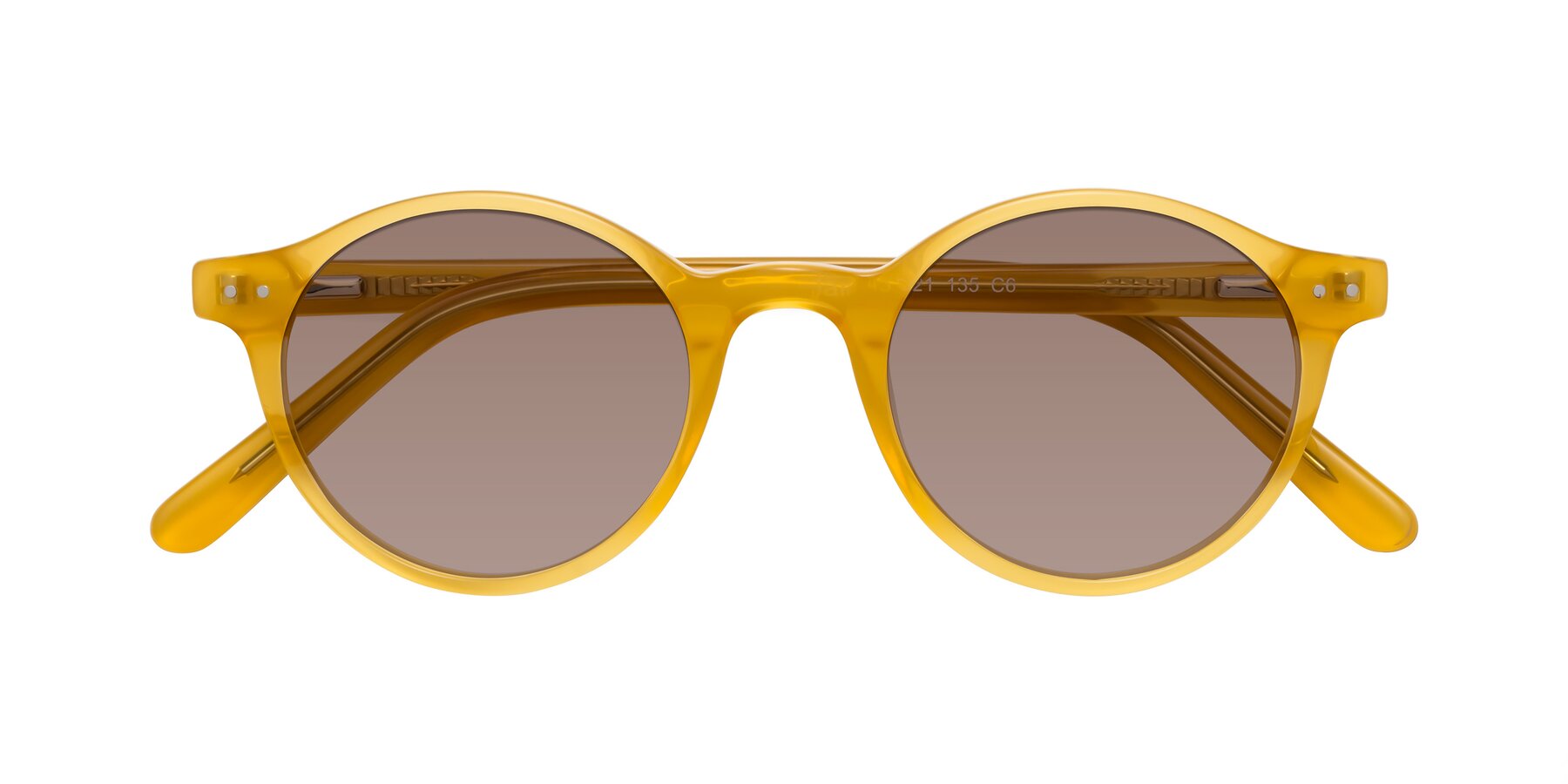 Folded Front of Jardi in Honey with Medium Brown Tinted Lenses