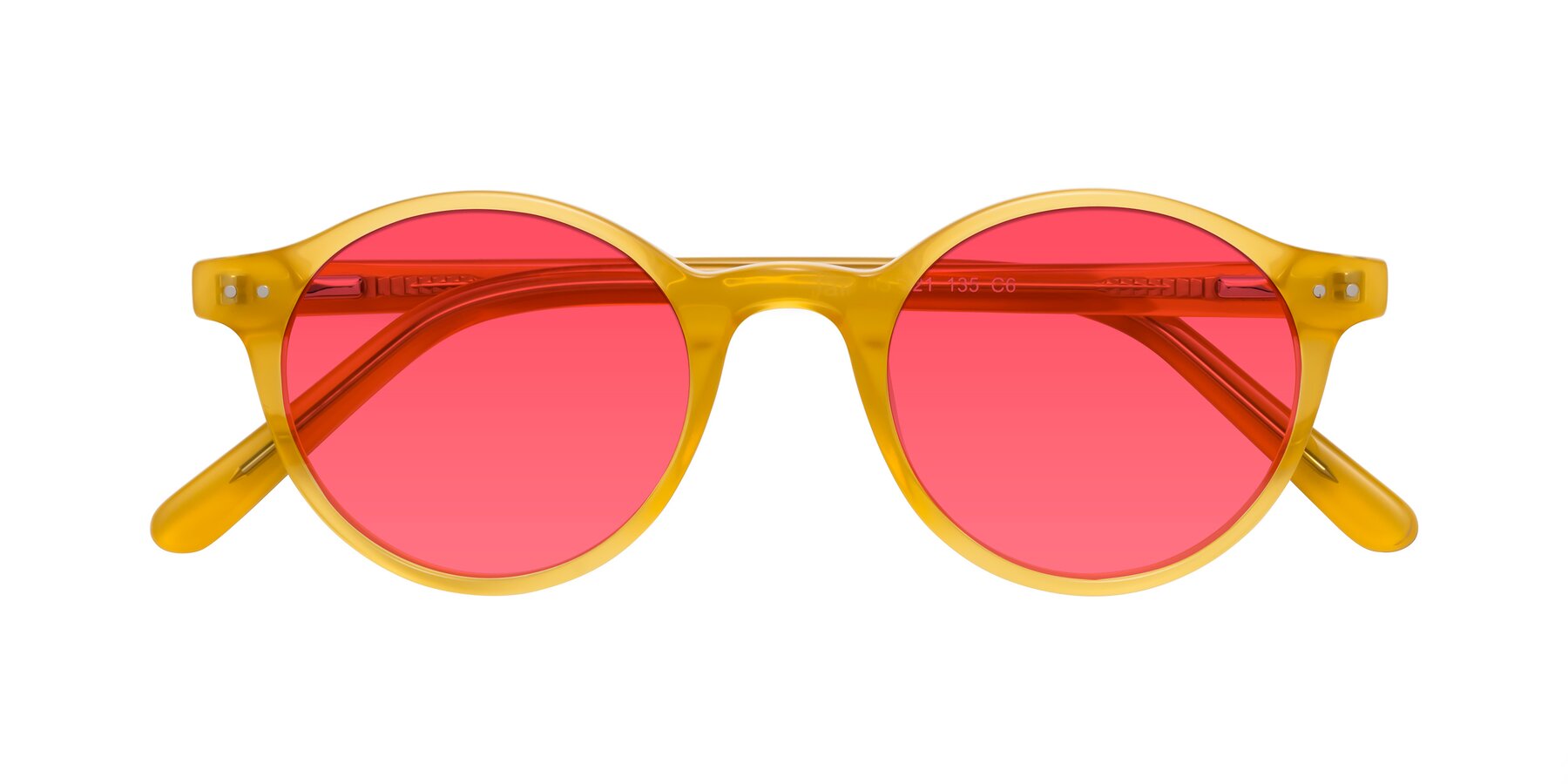 Folded Front of Jardi in Honey with Red Tinted Lenses