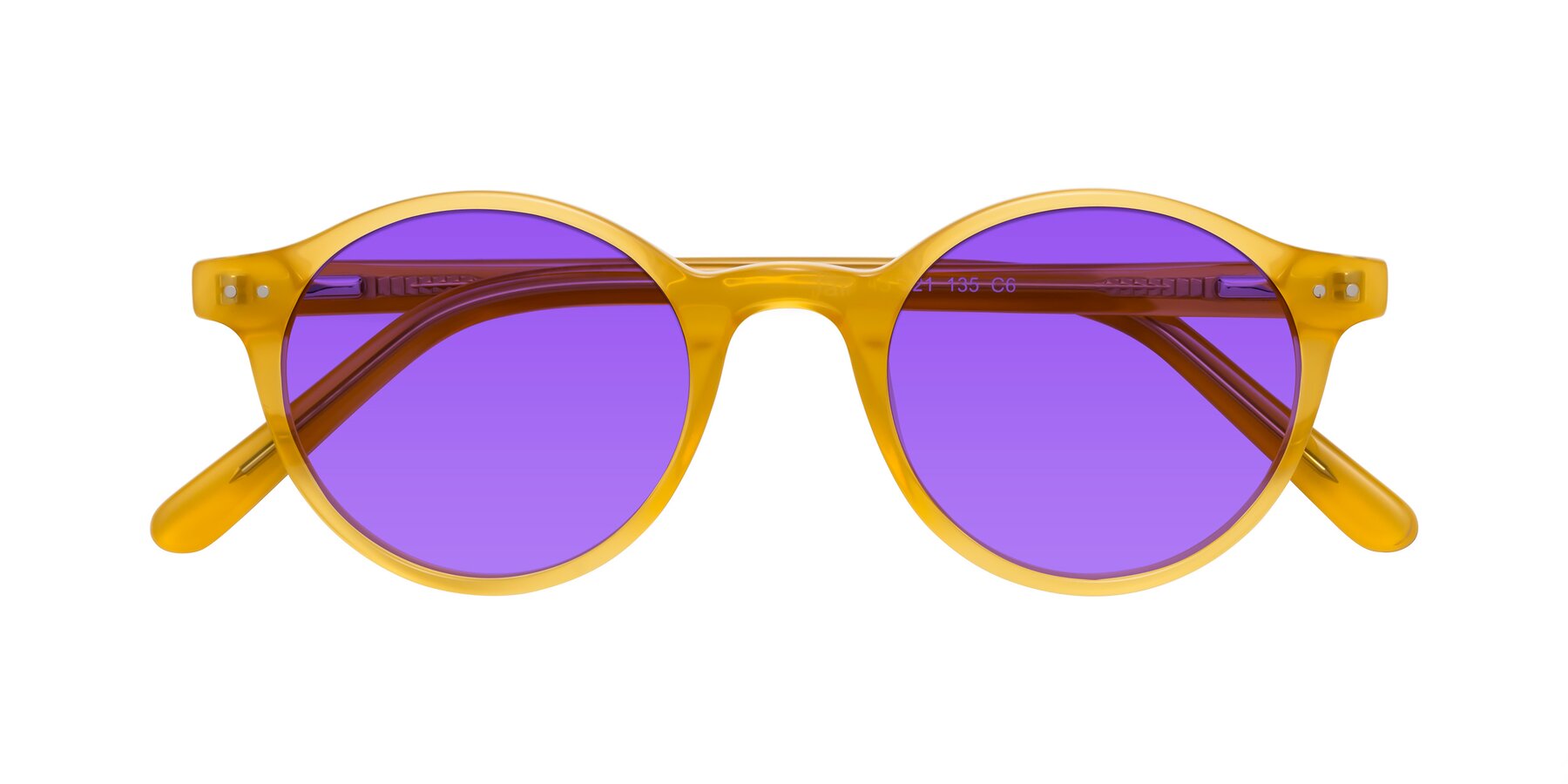 Folded Front of Jardi in Honey with Purple Tinted Lenses