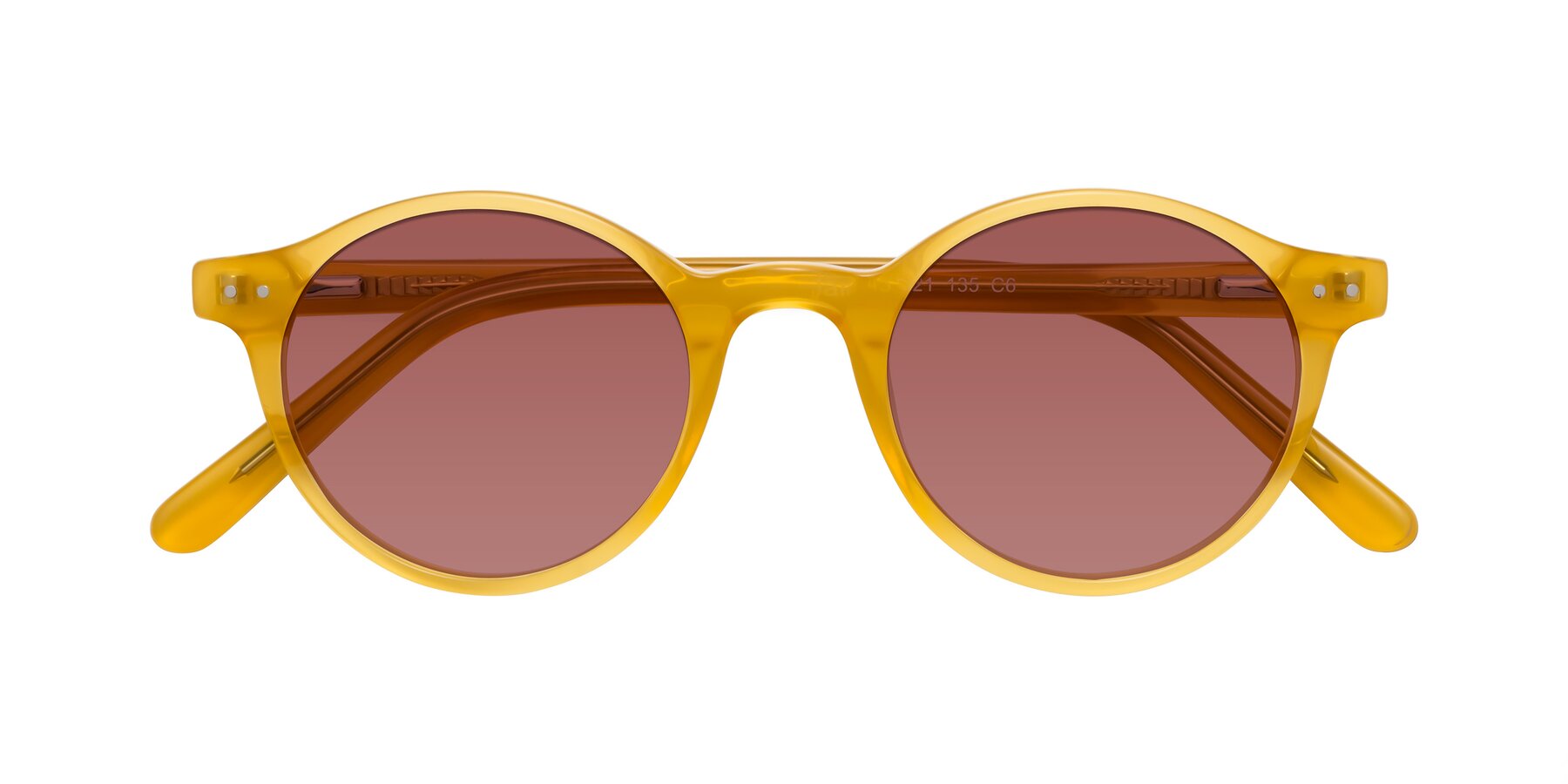 Folded Front of Jardi in Honey with Garnet Tinted Lenses