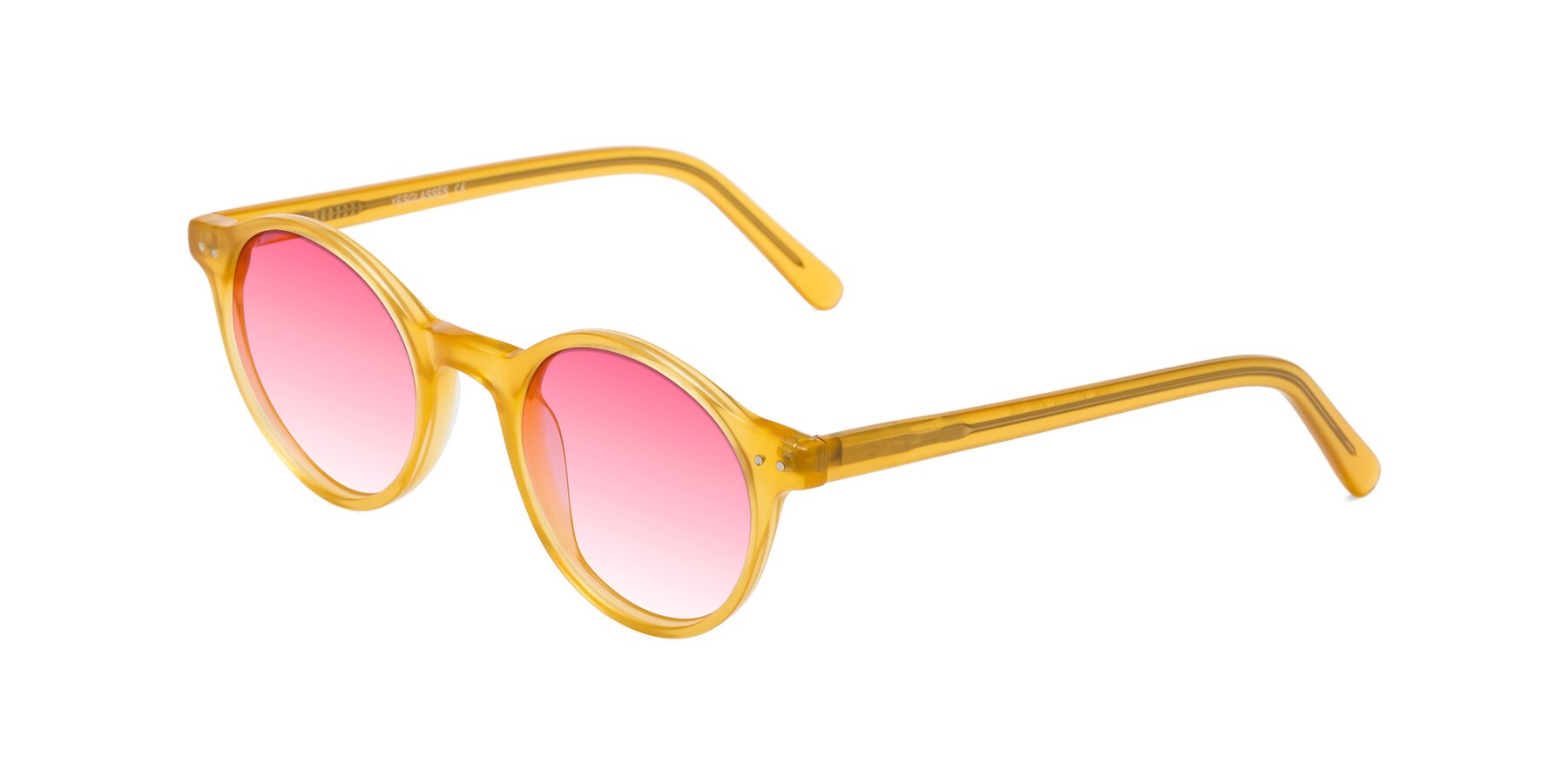 Angle of Jardi in Honey with Pink Gradient Lenses