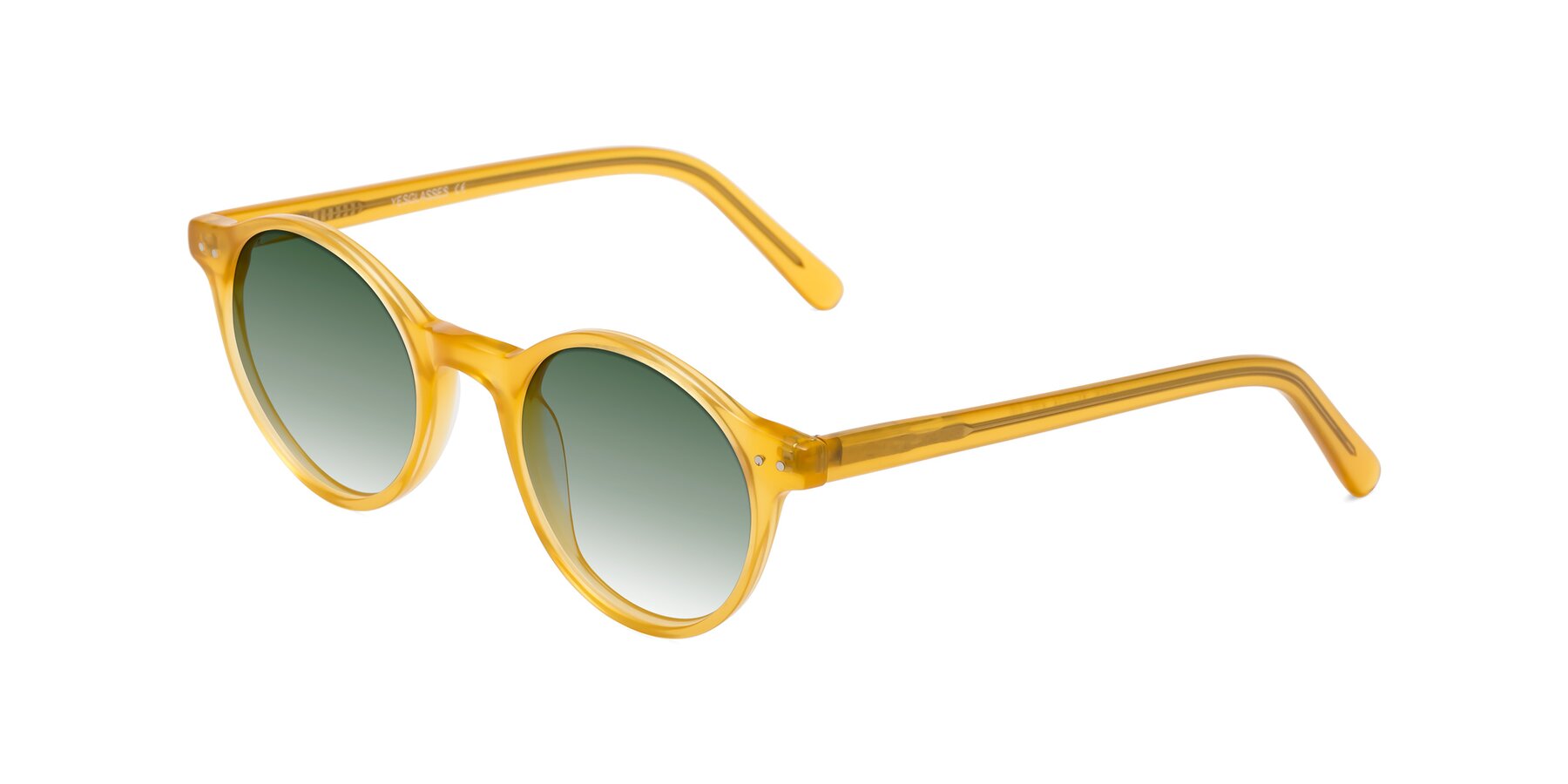Angle of Jardi in Honey with Green Gradient Lenses