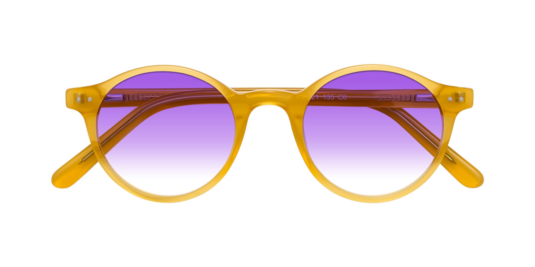 Folded Front of Jardi in Honey with Purple Gradient Lenses