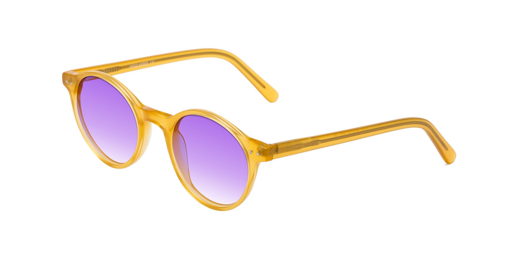 Angle of Jardi in Honey with Purple Gradient Lenses