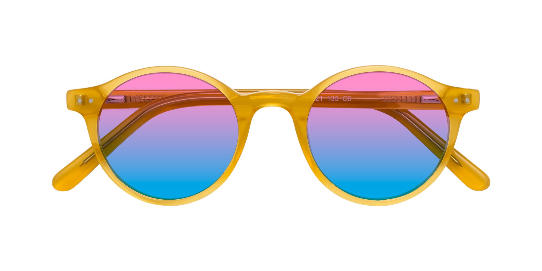 Folded Front of Jardi in Honey with Pink / Blue Gradient Lenses