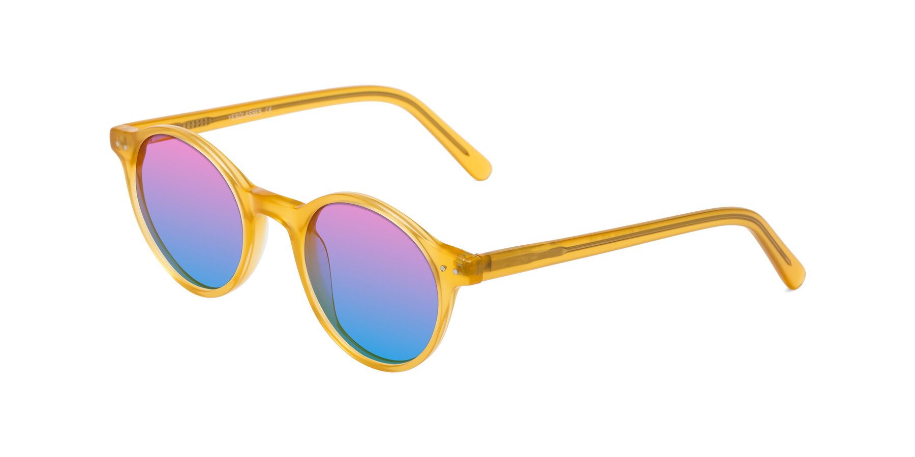 Angle of Jardi in Honey with Pink / Blue Gradient Lenses