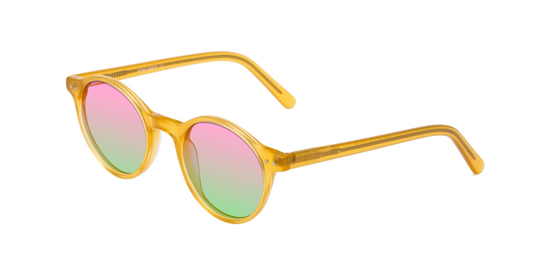 Angle of Jardi in Honey with Pink / Green Gradient Lenses