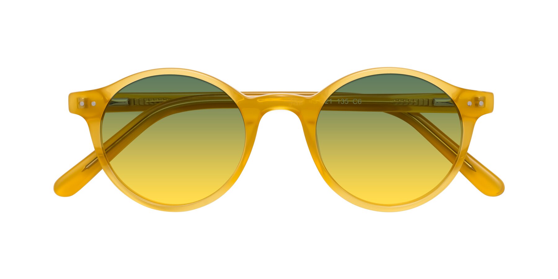 Folded Front of Jardi in Honey with Green / Yellow Gradient Lenses