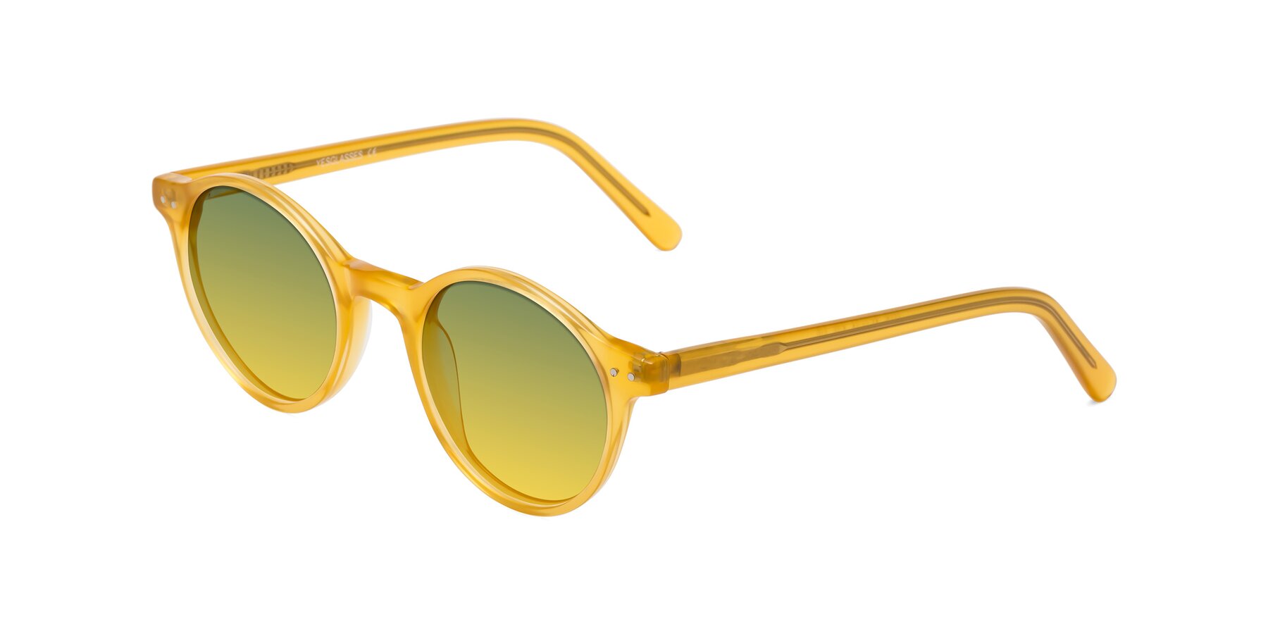 Angle of Jardi in Honey with Green / Yellow Gradient Lenses