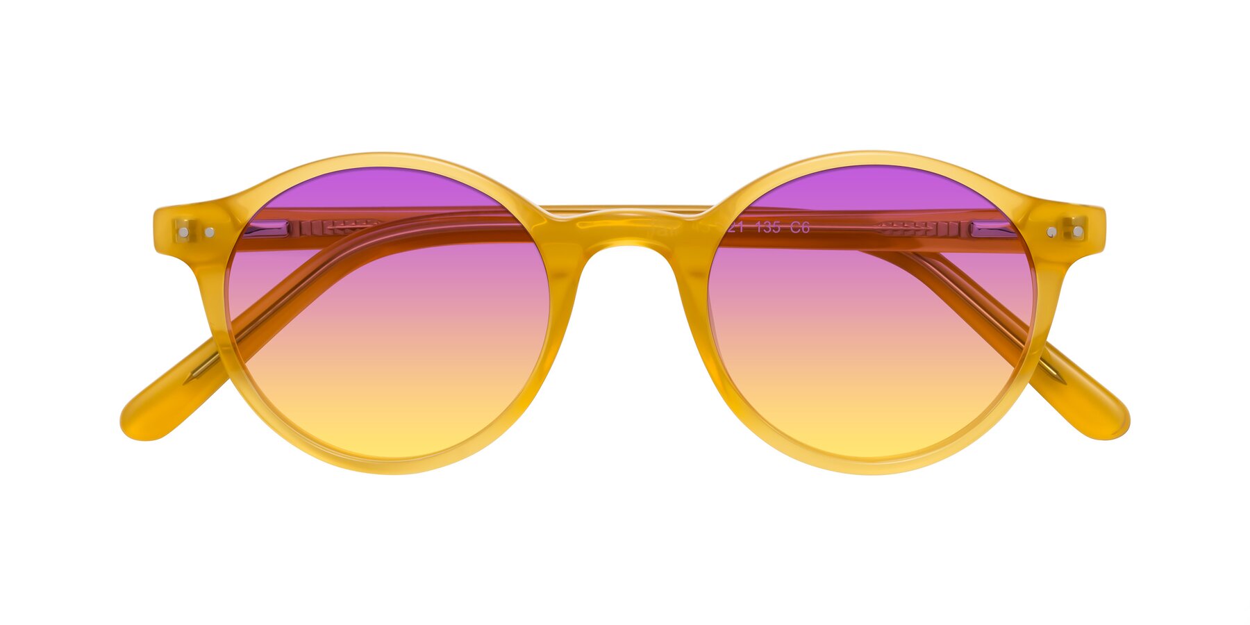 Folded Front of Jardi in Honey with Purple / Yellow Gradient Lenses