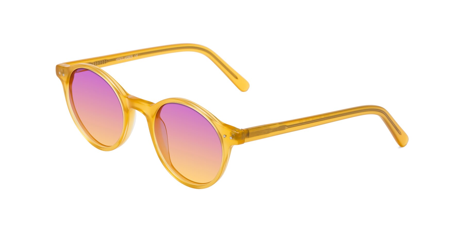 Angle of Jardi in Honey with Purple / Yellow Gradient Lenses