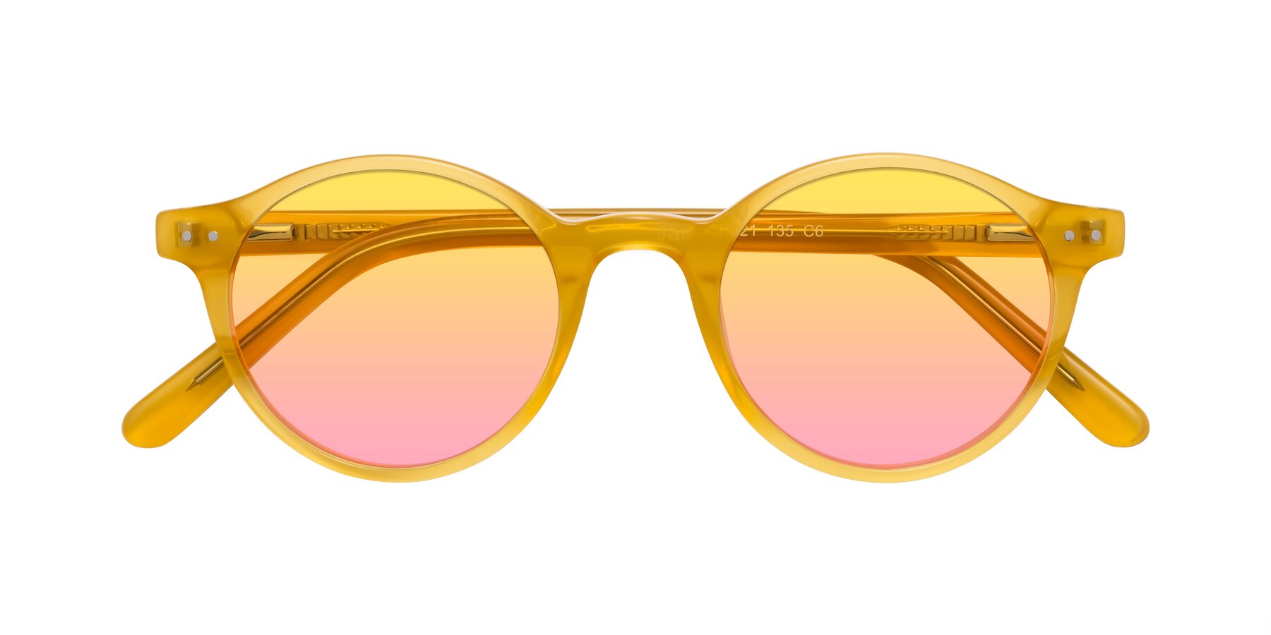 Folded Front of Jardi in Honey with Yellow / Pink Gradient Lenses
