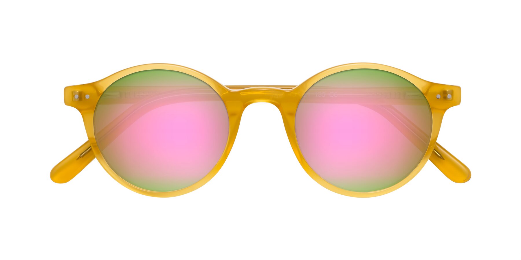 Folded Front of Jardi in Honey with Pink Mirrored Lenses