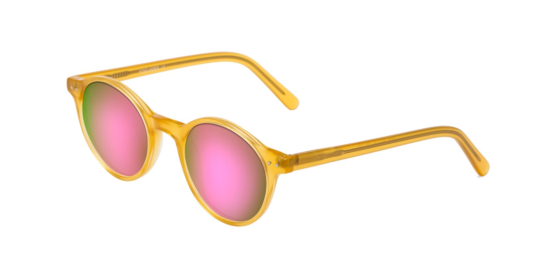 Angle of Jardi in Honey with Pink Mirrored Lenses