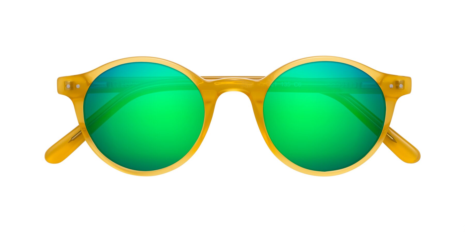 Folded Front of Jardi in Honey with Green Mirrored Lenses
