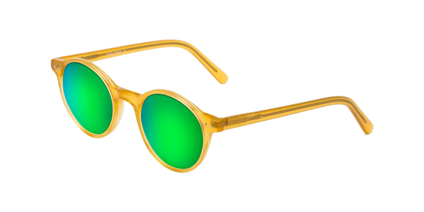 Angle of Jardi in Honey with Green Mirrored Lenses