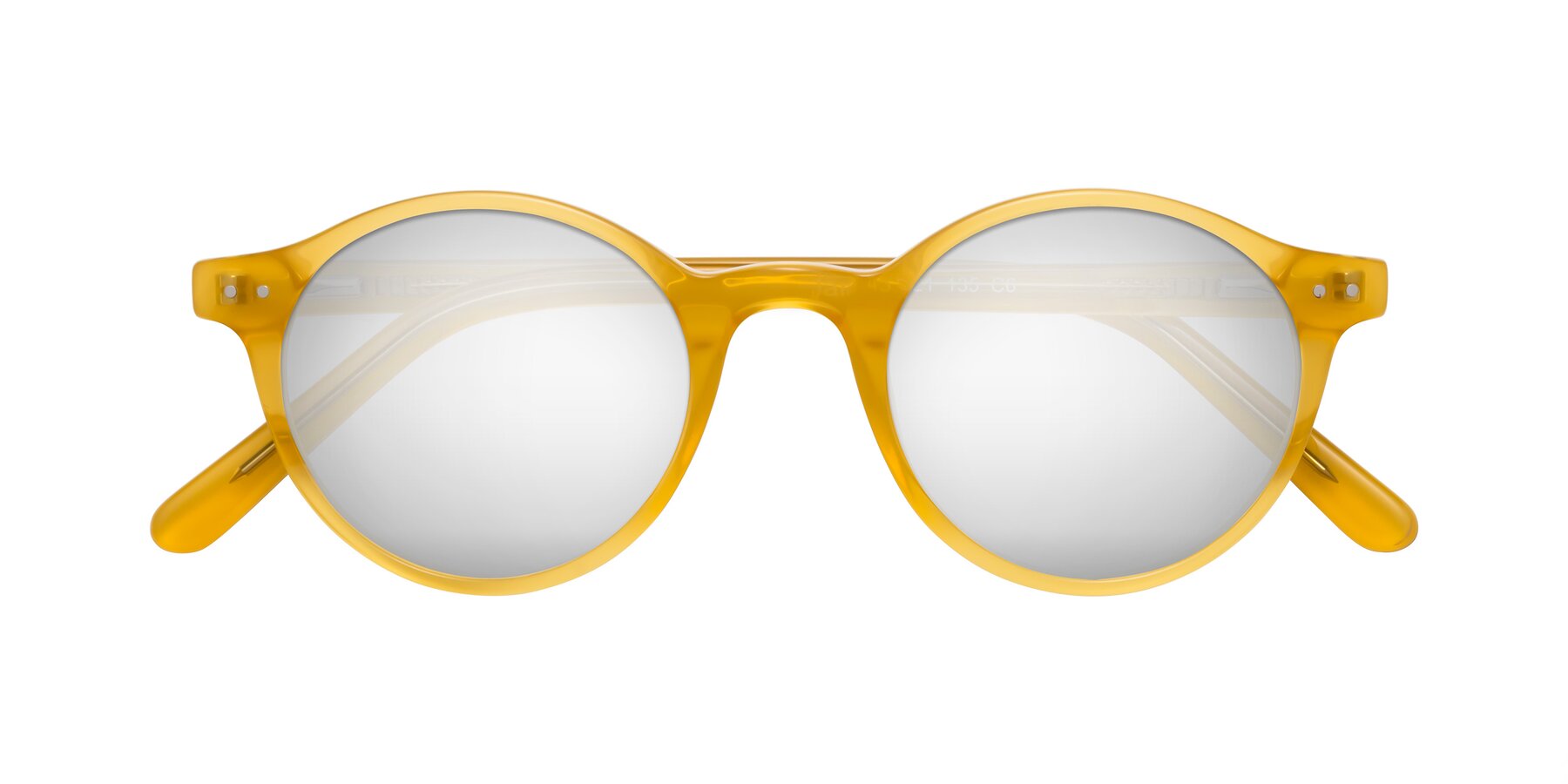 Folded Front of Jardi in Honey with Silver Mirrored Lenses