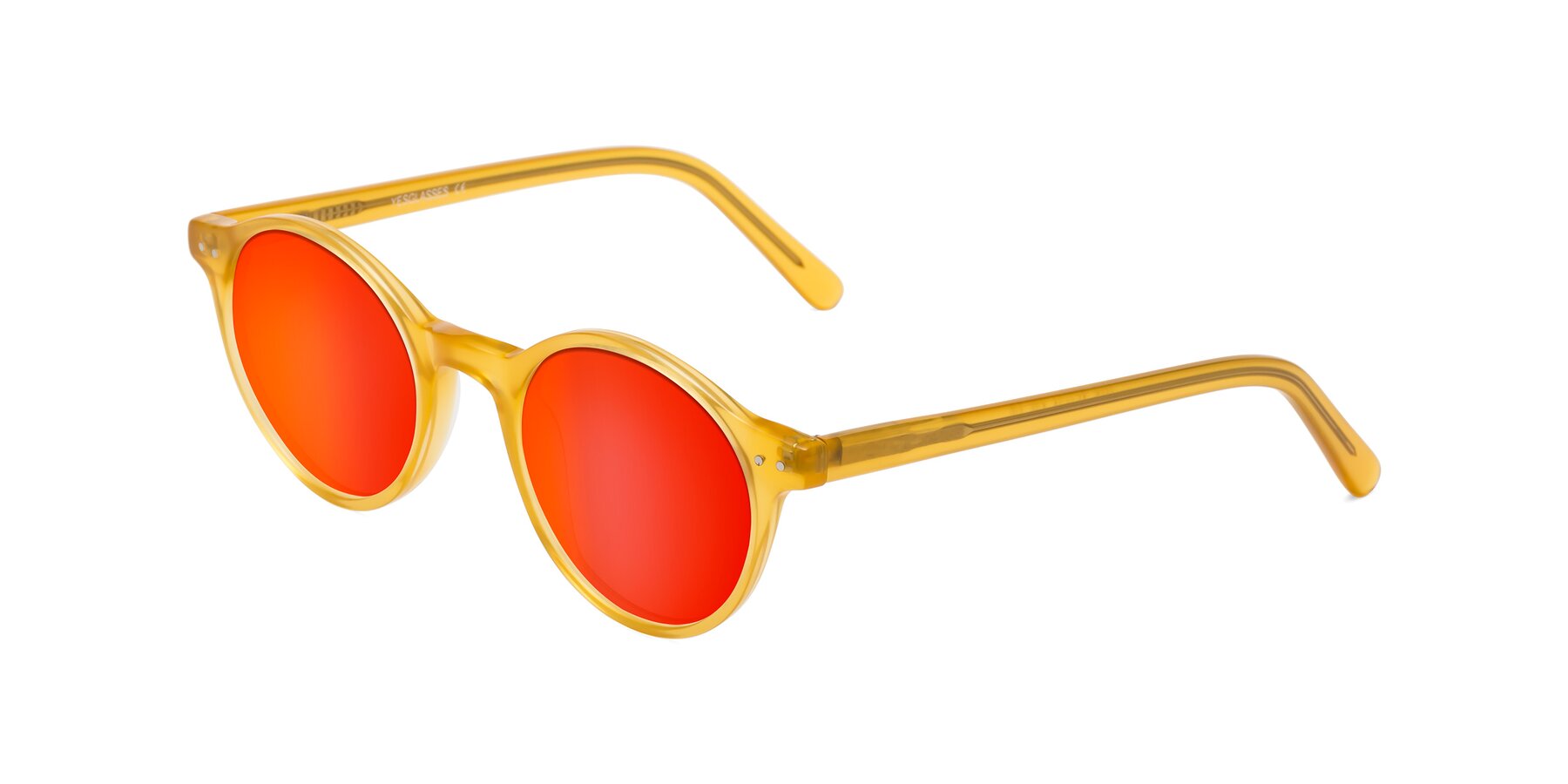 Angle of Jardi in Honey with Red Gold Mirrored Lenses
