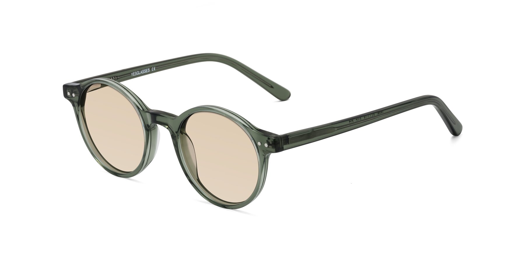 Angle of Jardi in Transparent Green with Light Brown Tinted Lenses