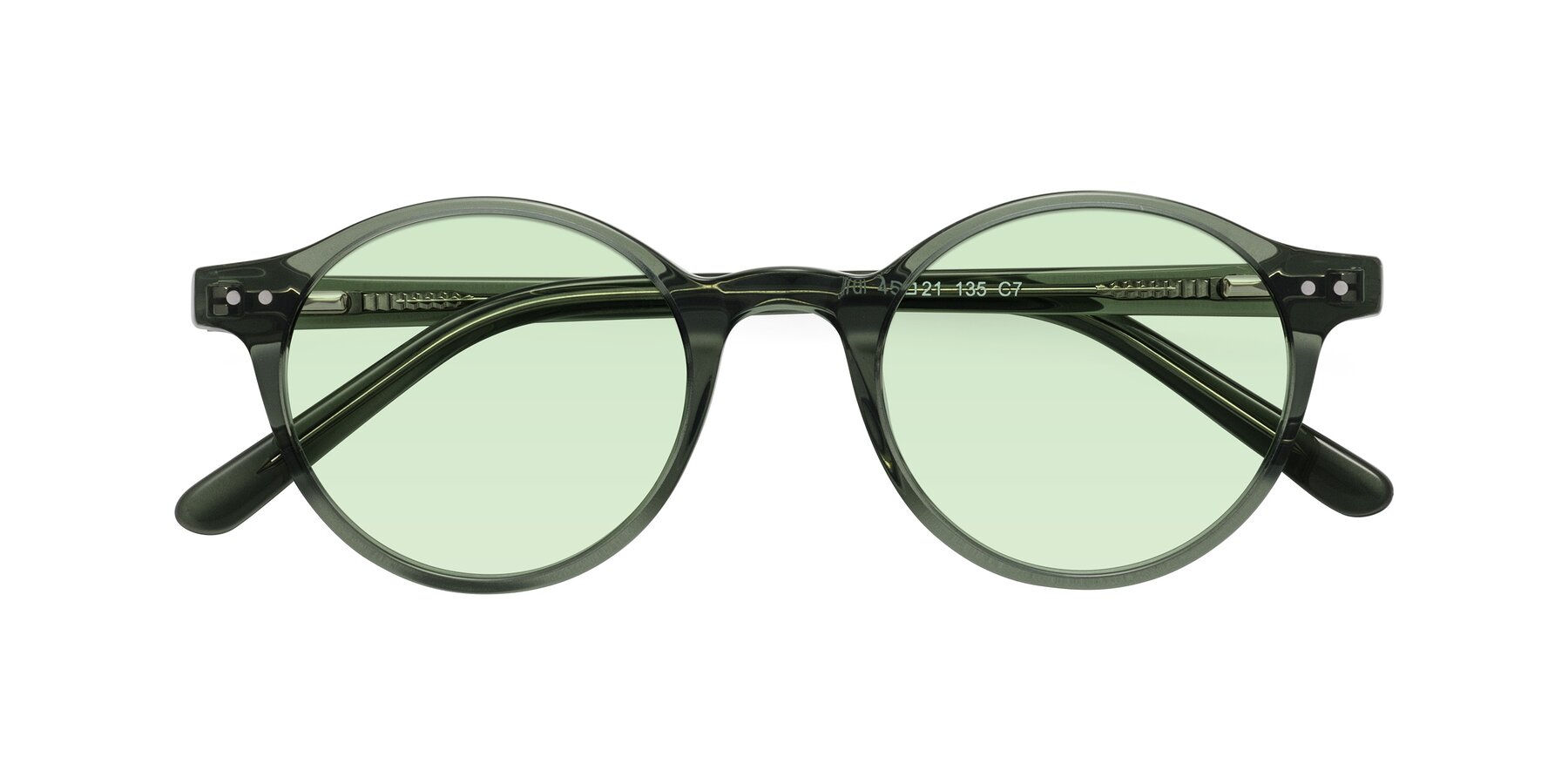 Folded Front of Jardi in Transparent Green with Light Green Tinted Lenses