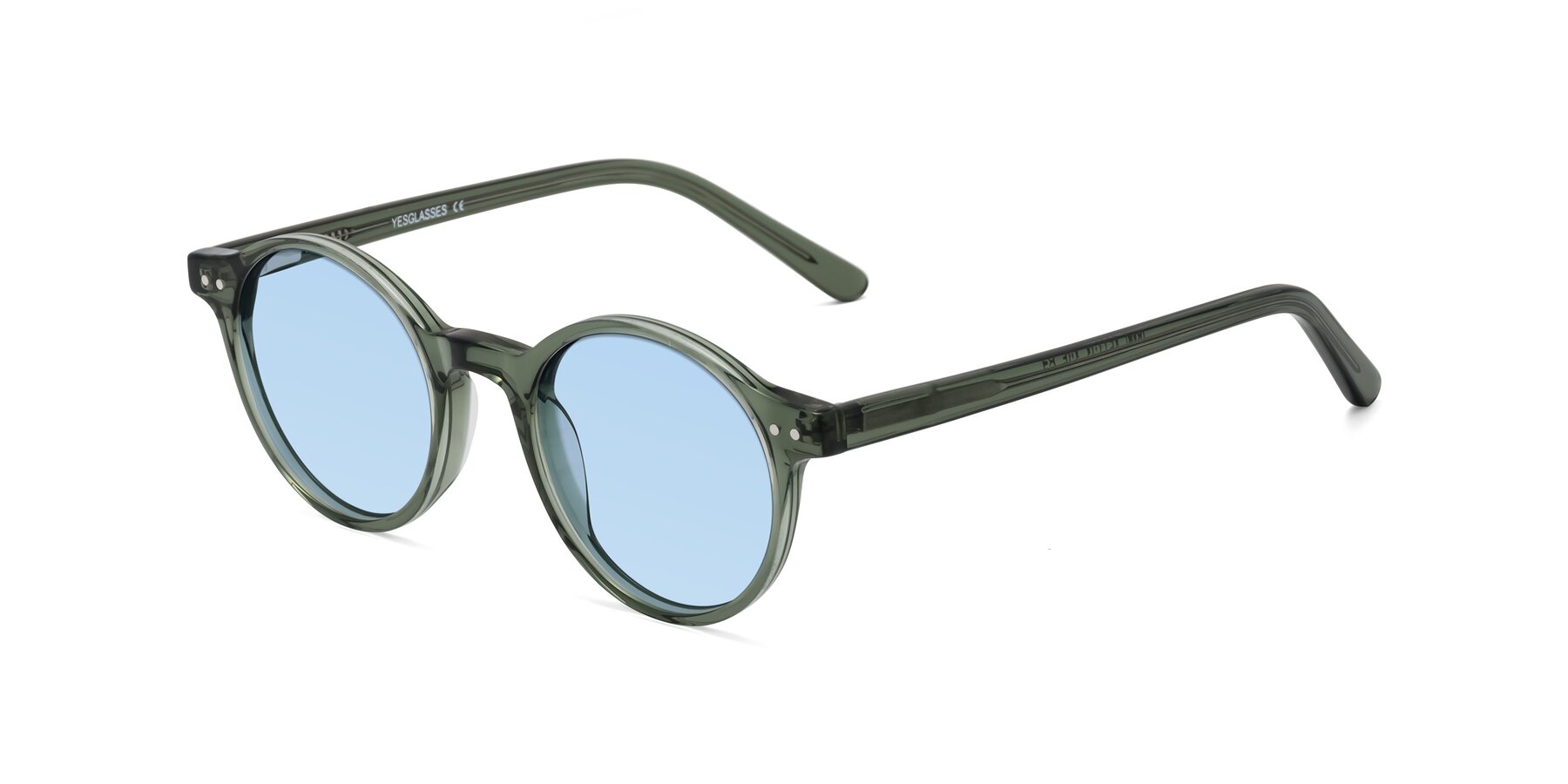 Angle of Jardi in Transparent Green with Light Blue Tinted Lenses