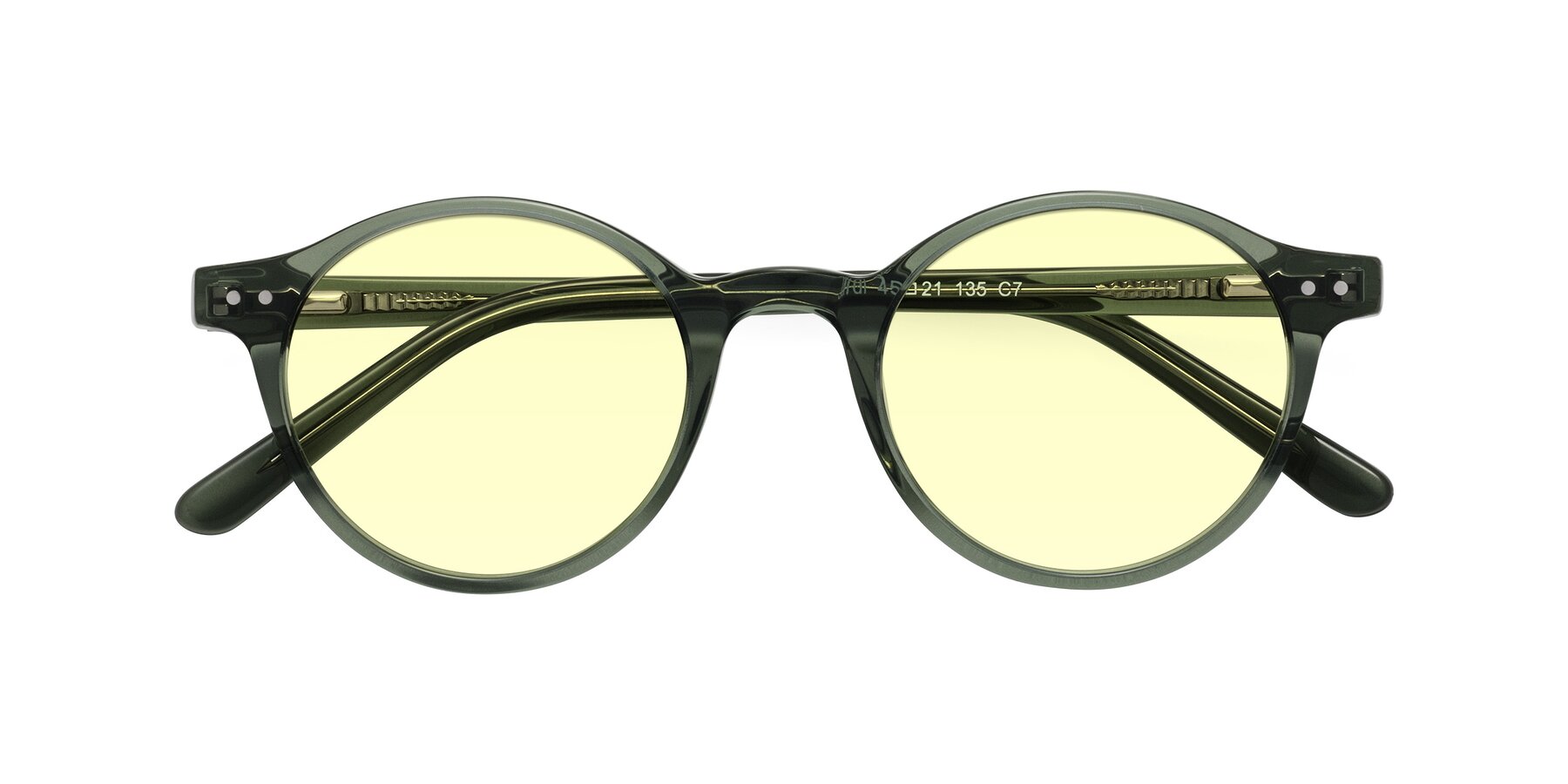 Folded Front of Jardi in Transparent Green with Light Yellow Tinted Lenses