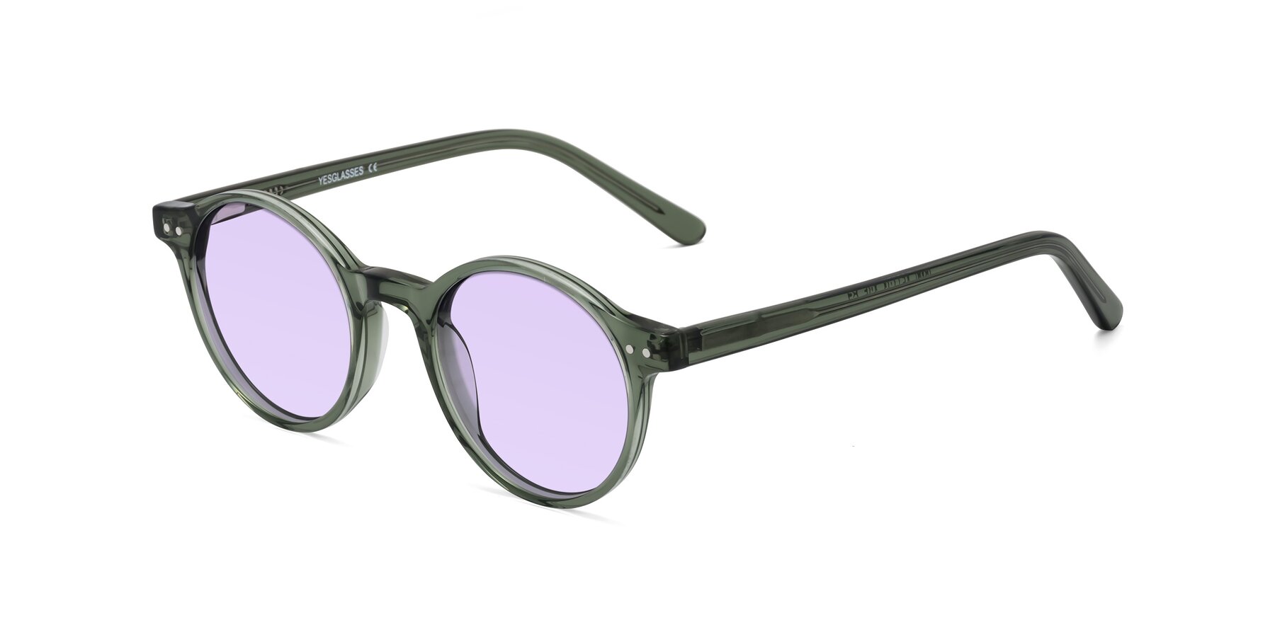 Angle of Jardi in Transparent Green with Light Purple Tinted Lenses