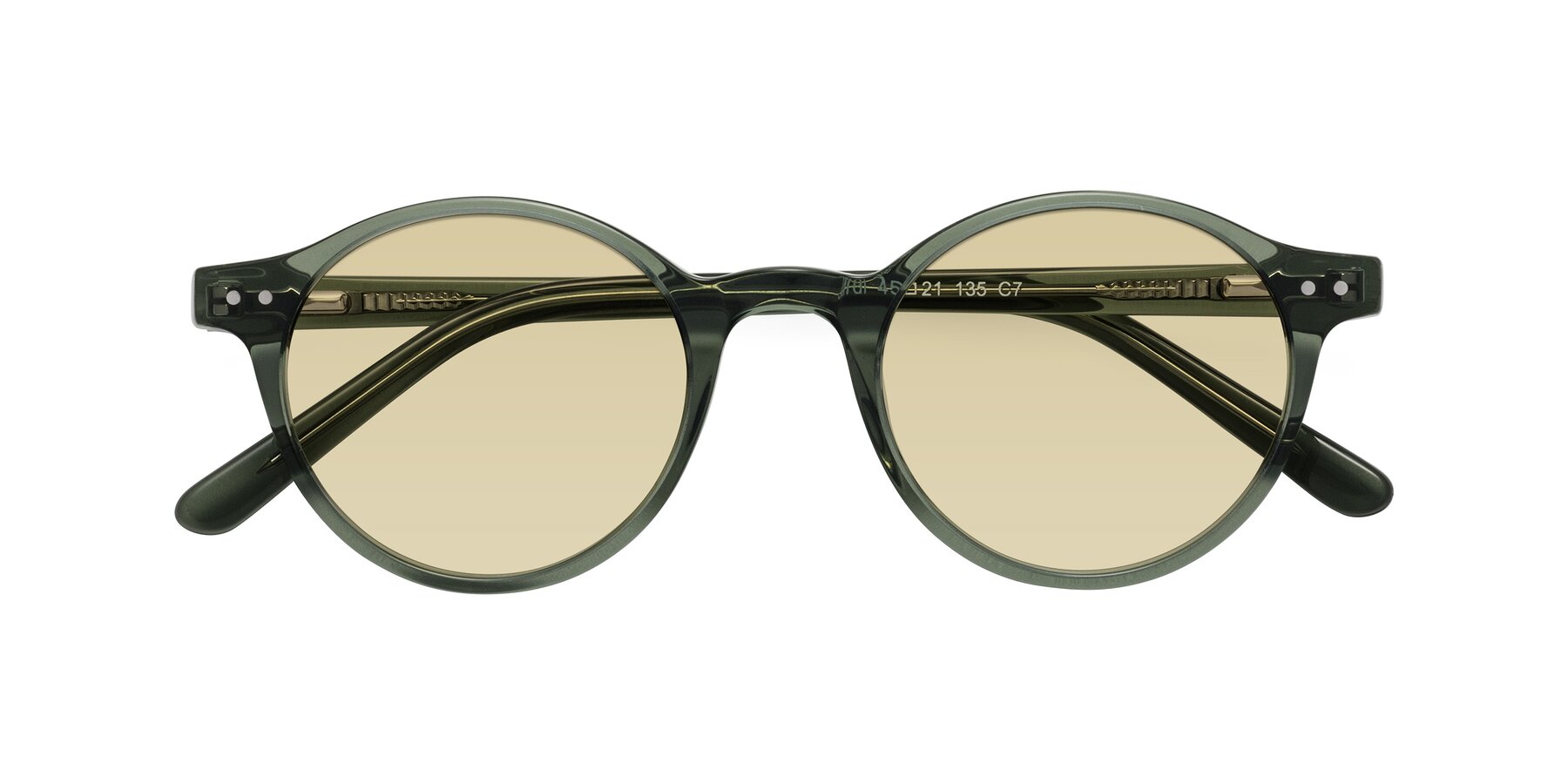 Folded Front of Jardi in Transparent Green with Light Champagne Tinted Lenses