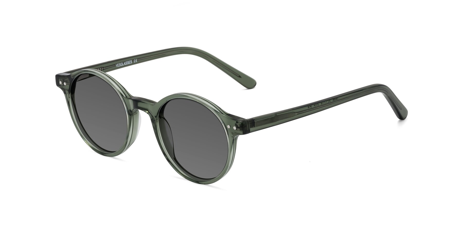 Angle of Jardi in Transparent Green with Medium Gray Tinted Lenses