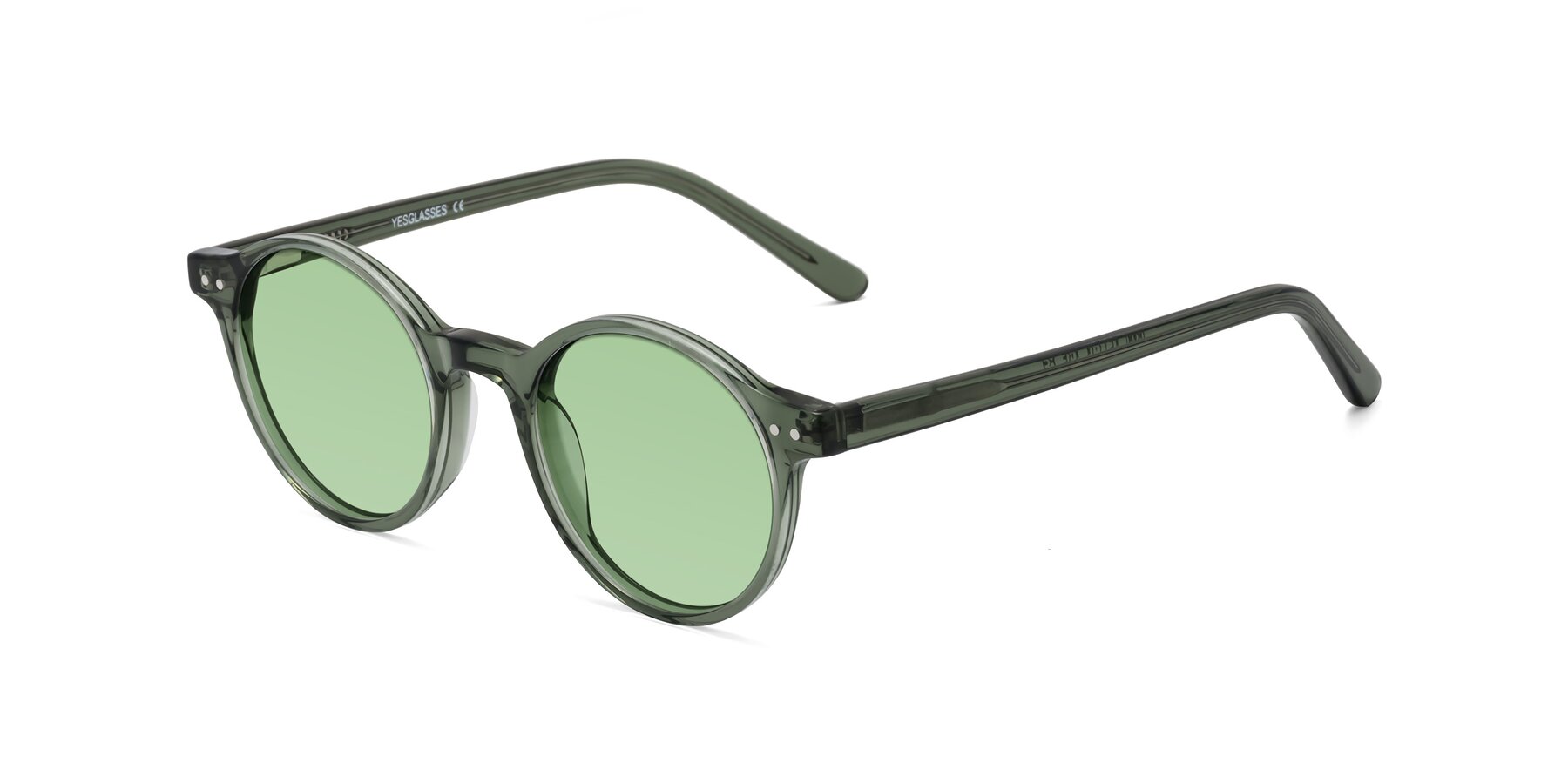 Angle of Jardi in Transparent Green with Medium Green Tinted Lenses