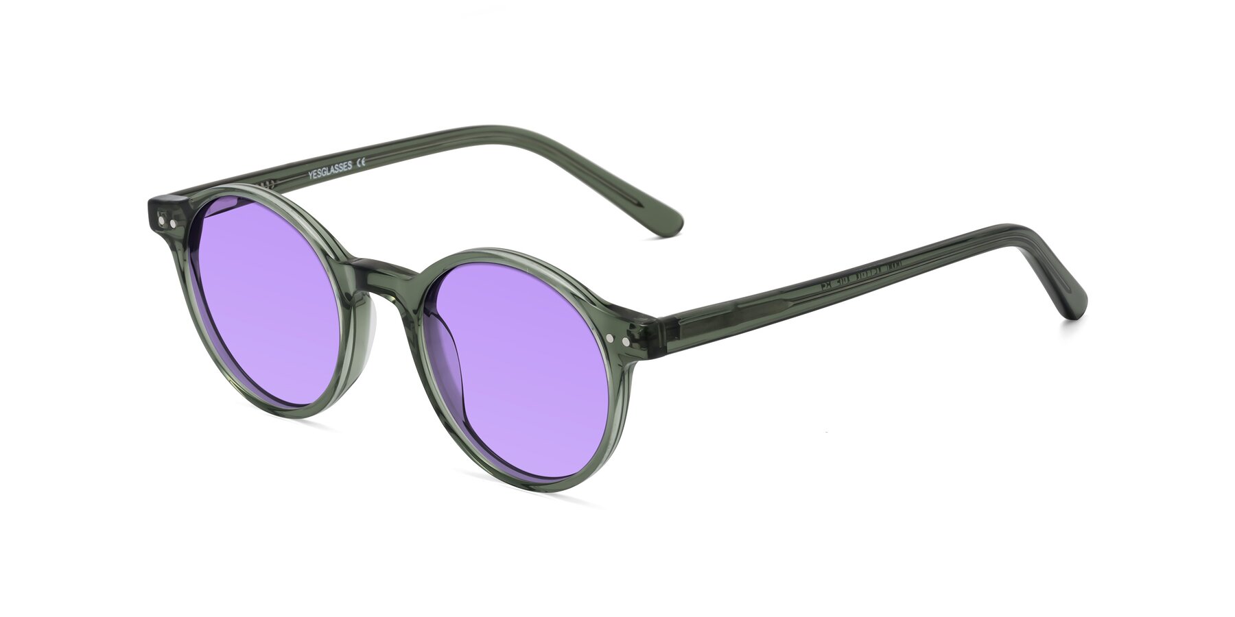 Angle of Jardi in Transparent Green with Medium Purple Tinted Lenses