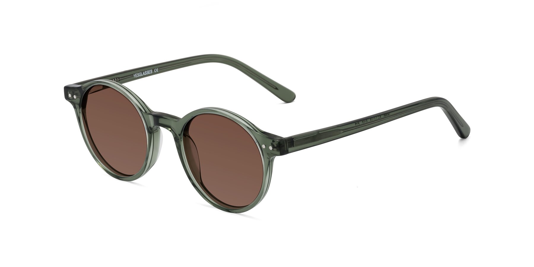 Angle of Jardi in Transparent Green with Brown Tinted Lenses