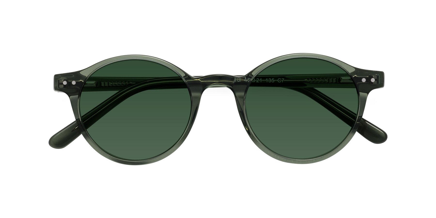 Folded Front of Jardi in Transparent Green with Green Tinted Lenses