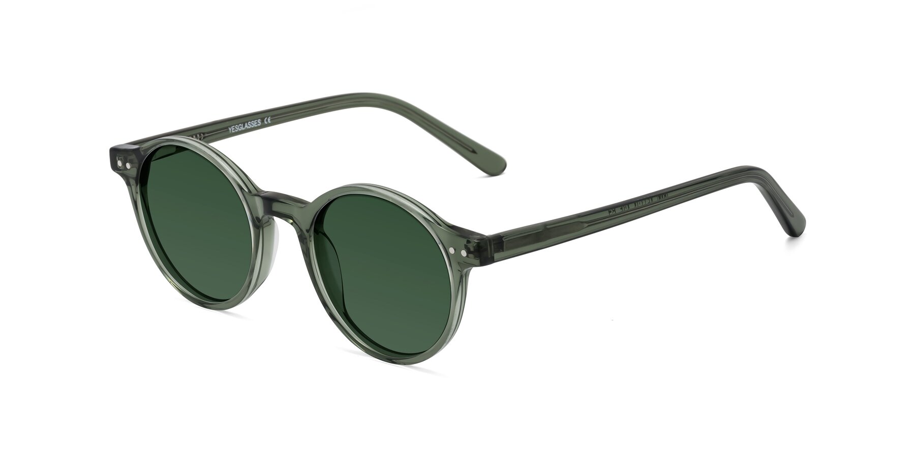 Angle of Jardi in Transparent Green with Green Tinted Lenses