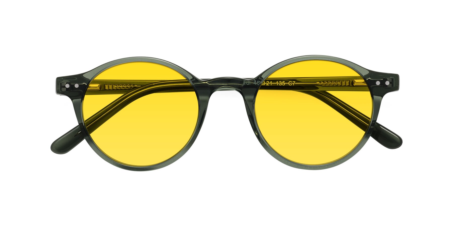 Folded Front of Jardi in Transparent Green with Yellow Tinted Lenses