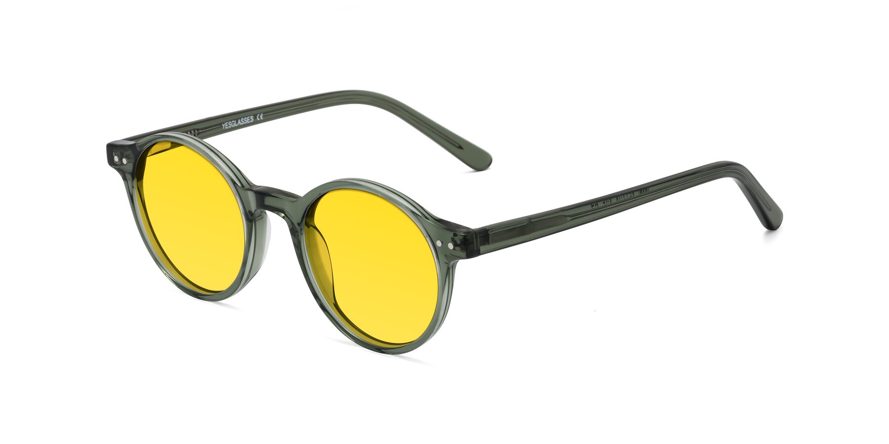 Angle of Jardi in Transparent Green with Yellow Tinted Lenses