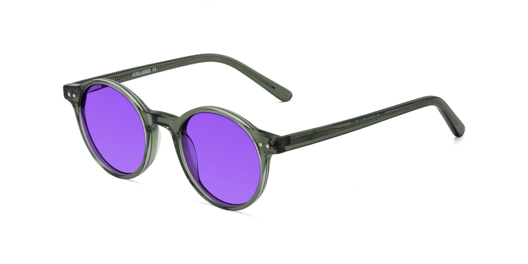 Angle of Jardi in Transparent Green with Purple Tinted Lenses