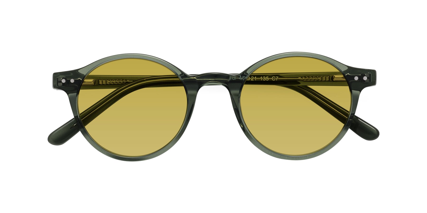 Folded Front of Jardi in Transparent Green with Champagne Tinted Lenses