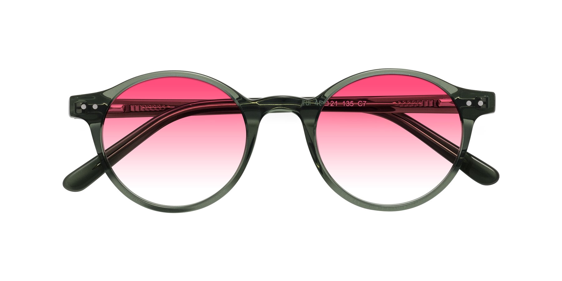 Folded Front of Jardi in Transparent Green with Pink Gradient Lenses