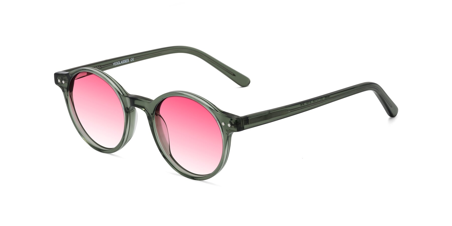 Angle of Jardi in Transparent Green with Pink Gradient Lenses