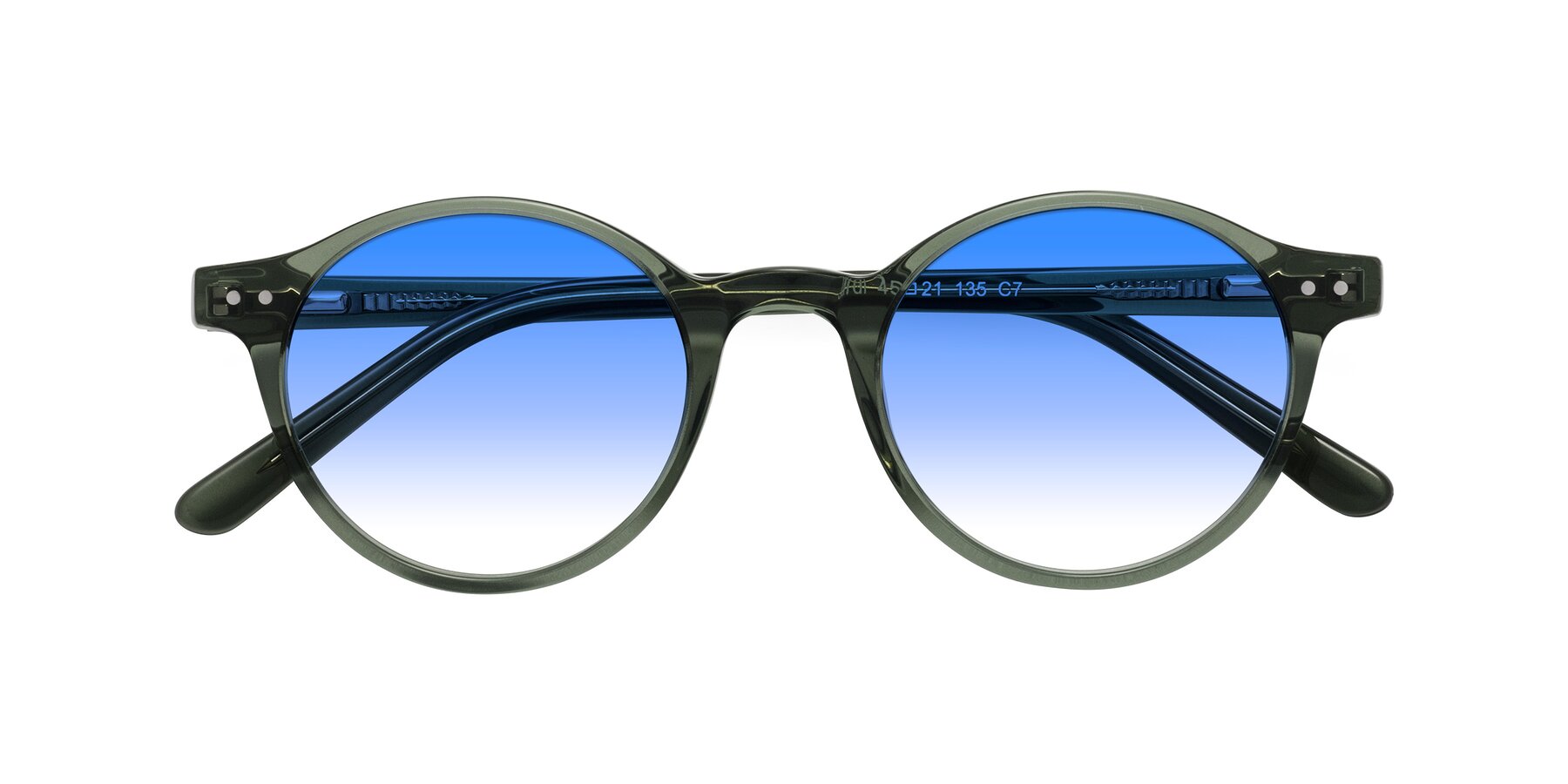 Folded Front of Jardi in Transparent Green with Blue Gradient Lenses