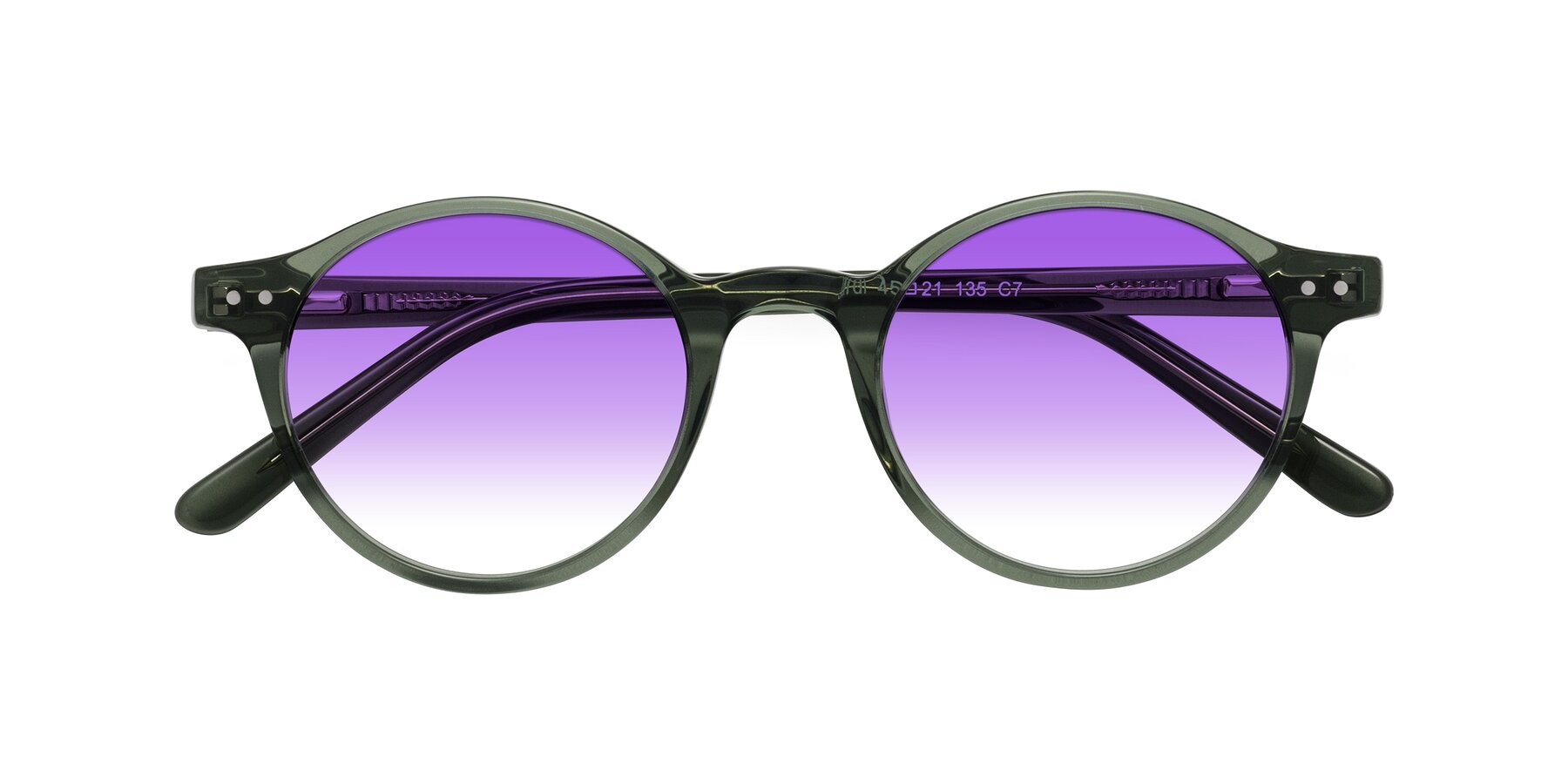 Folded Front of Jardi in Transparent Green with Purple Gradient Lenses