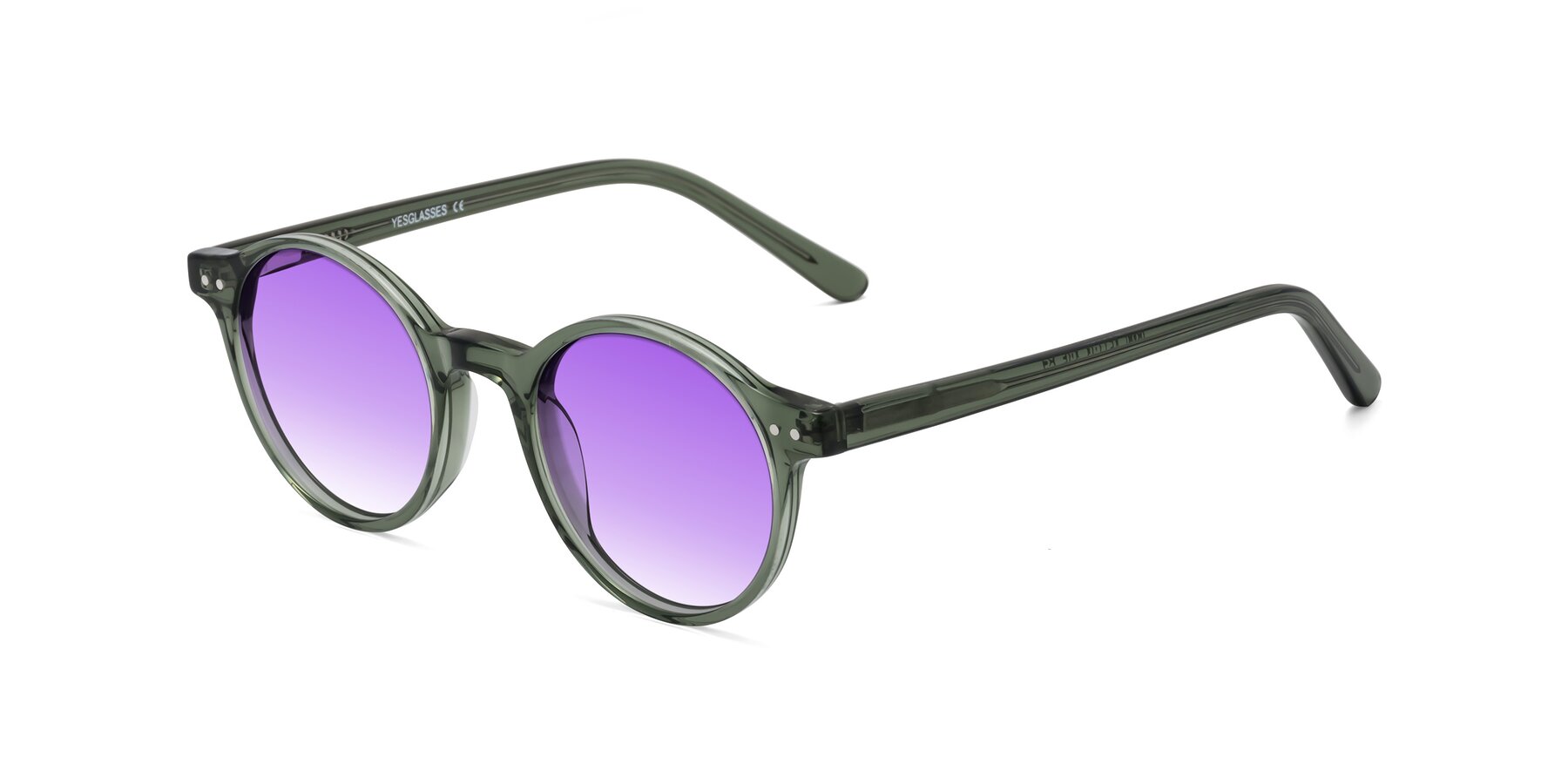 Angle of Jardi in Transparent Green with Purple Gradient Lenses